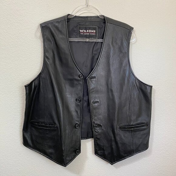 Vintage Wilson's Genuine Leather Black Vest Size XL - Picture 2 of 7